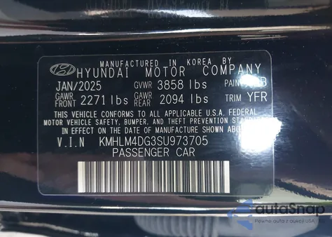 2025 Hyundai Elantra Sel Sport из США, поврежденный, VIN KMHLM4DG3SU973705